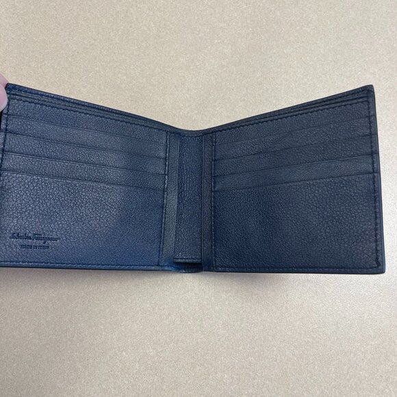 Salvatore Ferragamo Motif-Printed Bi-Fold Leather Wallet - Navy/Multi - NWOT - Picture 3 of 9